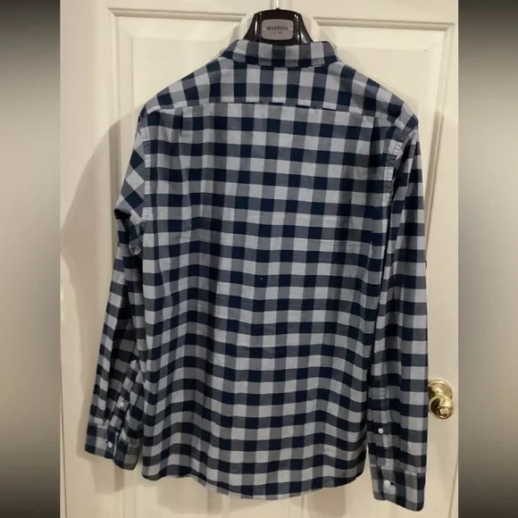 J. Crew Flex Washed Classic Fit Men’s XL Blue Check Button Down Shirt - Picture 2 of 7